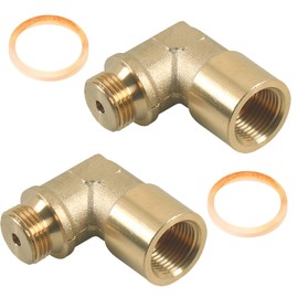 2PCS O2 Sensor Spacer, 90 Degree Angled Premium Brass Bung O2 Sensor, O2 Oxygen Sensor Spacer Adapter Extender M18 x 1.5 Sensor Holes