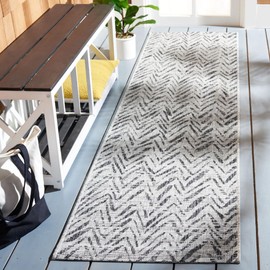 SAFAVIEH Courtyard Collection 2'3" x 11' Grey/Black CY8387 Indoor/ Outdoor Waterproof Easy Cleaning Patio Backyard Mudroom Runner Rug