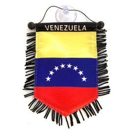 PRK 14 Venezuela Venezuelan Flag for car Decals Stickers Small Hanging Rearview Mirror Automobile Accessories mounts to Glass Windows Style Design Interior Decoration Quality Mini Banners