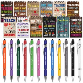 24 Pcs Inspirational Spiral Notebooks Ballpoint Pens Set Teacher Appreciation Gift Bulk Thank You Gift for Women Teachers from Students Best Teacher Gifts Teaching Appreciation Back to School Gift