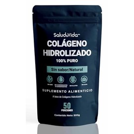 Salud Vida Colágeno Hidrolizado 100 Puro Por Porción Apoyo Nutricional Bienestar Diario 500 Gramos Rinde Días