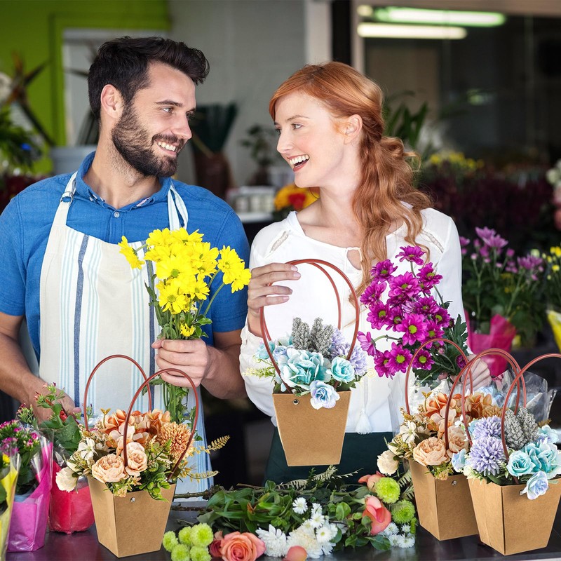 Gilprop 15 Packs Bouquet Bag Kraft Paper Flower Gift Bags