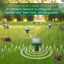 4 Pack Mole Repellent Solar Powered, Vibrating Solar Mole Repellent Stakes for Voles, Groundhogs, Snakes & Gophers, IP65 Waterproof Mole Deterrent for Yard, Farm, Lawn & Garden