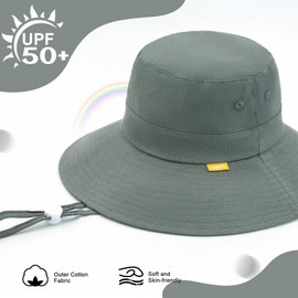 UAMOEI Baby Sun Hat Girl Toddler Bucket Hats for Boys Beach Beanie Kids Summer Cap UV Protection Boy Caps Wide Brim (CA/US, Age, 2 Years, 4 Years, Dark Gray)