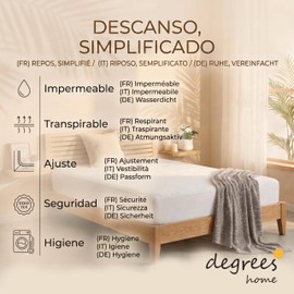 Degrees Home Waterproof Mattress Protector with Elasticated Edging - Breathable Mattress Topper, Mite-Inhibiting & Oeko-Tex Certified - For Mattresses 90 x 190/200 cm