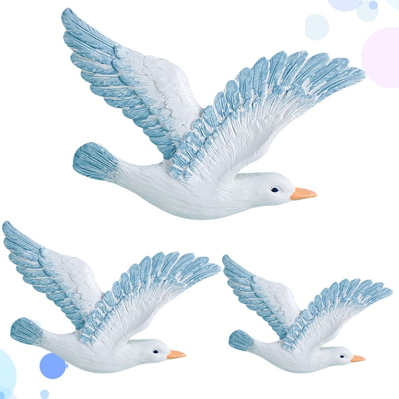 Healifty 3pcs Resin Seagulls Mediterranean Birds Wall Hanging for Home