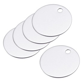 sourcing map Aluminum Round Stamping Blank DIY Label Tags 25mm/1inch Silver for Craft, Pendant Decoration, Pack of 5