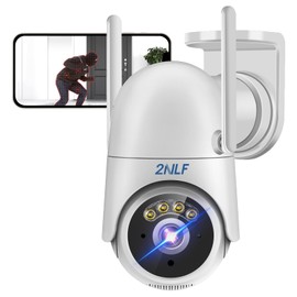 2NLF Cámara de Seguridad Exterior, 3MP Cámara Wi-Fi para Exteriores, Pan&Tilt 360 Grados, Detección de Movimiento, Seguimiento Automático y Sirenas, Visión Nocturna Full-Color, IP66 Impermeable