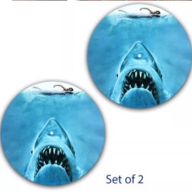 Plastic Waffles Set of 2 Jaws Killer Shark #1 Slipmat Turntable 12" Scratch Pad Slip Mat DJ x2