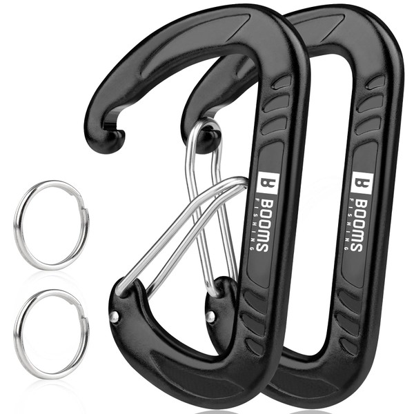 Booms Fishing Black Carabiner Clip: 3.1" Heavy Duty Carabiners 12kN/2697lbs