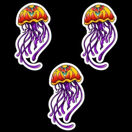 Phone Stickers (3) Mini Jellyfish Stickers | 1" Jellyfish Decals | Awesome Durable Vinyl | Phones, laptops, Water Bottles and More