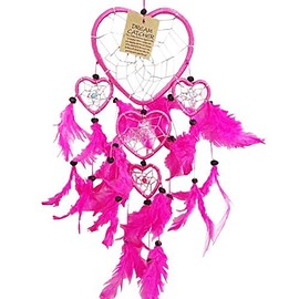 Pink Heart Colour Dream Catcher Beautiful Home Decor & Kids Room Wall Hanging Party Bag Filler Item Catch All Those Bad Dreams No More Sleepless Nights