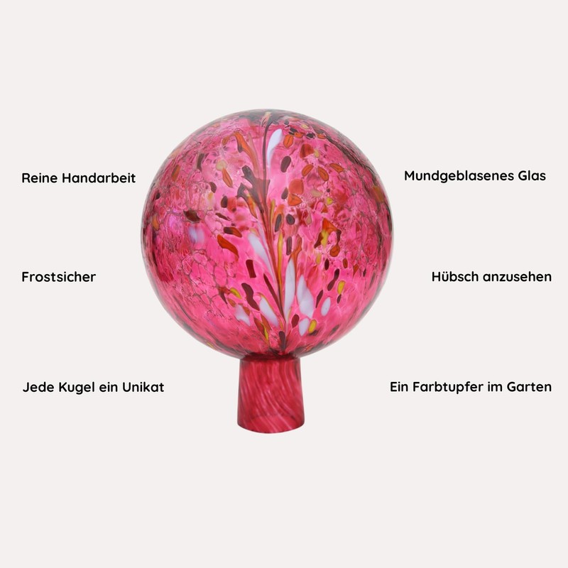 Lauschaer Glas Garden Ball Rose Ball Glass with Granules White