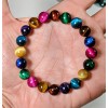 RAYON Multi-Color Tiger Eye Bracelet Men Stretc 10mm 7 7.5
