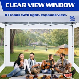 FANPAT 3Pcs Clear Canopy Sidewalls for 10x10 Pop Up Tent, Transparent Window Curtain Cloth, 8 Mil PVC Enclosure Fabric with Zipper, White (Not Including Frame and The top,Sidewalls ONLY)
