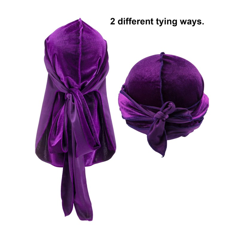 Tatuo 6 Gorros Durag de Terciopelo con Cola Larga y