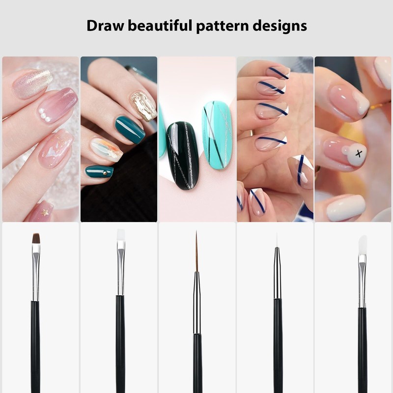 20 Piece Nail Brush Set with Dotting Tool, Brush for