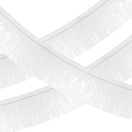 sourcing map Foil Fringe Garland 10 Ft White Metallic Tinsel Streamer for Christmas New Year Birthday Party Pack of 3