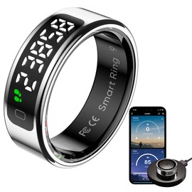Smart Ring with Display Sleep Tracker Heart Rate Blood Oxygen Monitor Tasbih Finger Counter Gesture Control Step Counter Calories Waterproof Health Fitness Smart Rings for Men Women