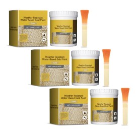 3pcs Weather Resistant Water-based Gold Paint 150g,