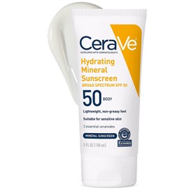 Cerave Sunscreen Body SPF 50 | 5 oz (Pack of 2) | Hydrating 100% Mineral Sunscreen | Fragrance Free