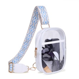 Clear Crossbody Bag for Stadium Events, Stadium Approved Clear Sling Bags for Women Men, Small Clear Concerts Game Day Purse Bag (White)