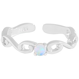 NicoWerk SRI1112 Women's 925 Silver Ring - Adjustable Silver Ring Women's 925 Silver with Opal Ring with Stone