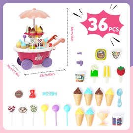Ark miido Ice Cream Cart Ice Cream Van, Children's Ice Cream Sale Playset Set for 3 Years, Shopping Trolley, Ice Cream Shop, Children's Ice Cream Shop, Children's Gifts for Girls