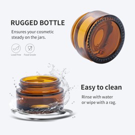 Pack of 8 brown glass ointment jars, 60 ml amber glass empty container, cream container, small tin with lid, travel sample container, cream jars for filling cosmetics, lotions, creams