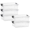 Superio Clear Storage Bins with Lids, 5 Pack- Plastic Storage