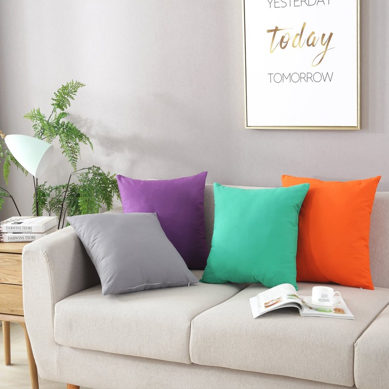 Gyulin 2 Pack Home Decorative 100% Cotton Canvas Square Solid