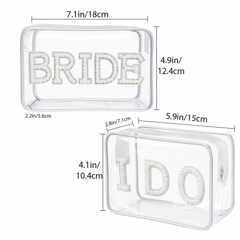 OHiZVZV 2-Piece Bride Makeup Case Set, Cosmetic Pouch & Toiletry