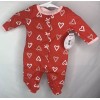Koala Kids Baby Newborn Red Candy Cane Hearts Footed Romper