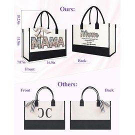 JMHACHY Tote Bags for Mom - Canvas Tote Bag for Mom from Son Daughter, Birthday Gift for Women Mom Wife Mama Mommy Mamaw