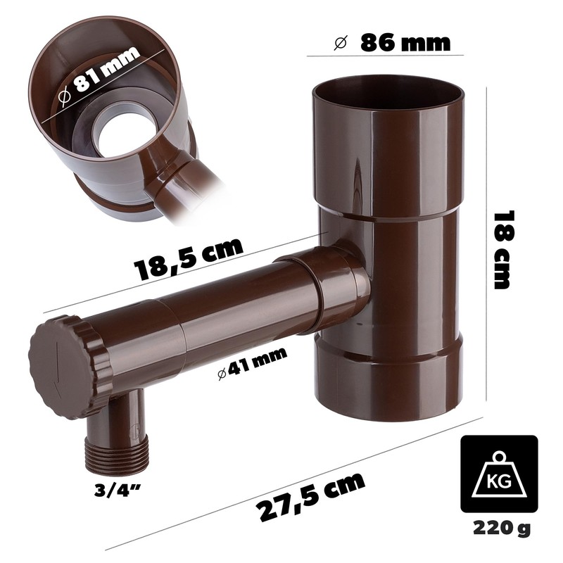 KADAX Rain Collector 80 mm, Rainwater Collector for Downpipe, Rain