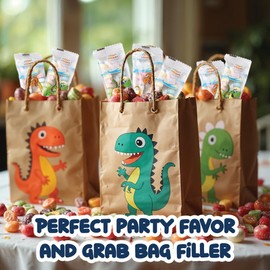 50 Dinosaur Candy Bracelets with Dinosaur Pendants, Dino-lover Candy Jewelry, Ideal for Dino Party Favors and Goodie Bags, Bulk Pack by 4YoreElves