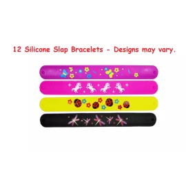 Unbranded Slap Bracelets for Kids Boys Girls 12 Pieces Pack - Silicone Wristbands