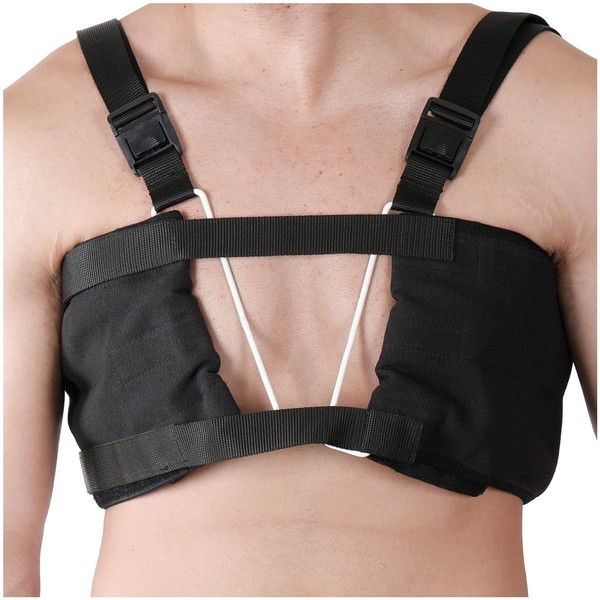 Armor Adult Unisex Chest Support Brace with 2 Wire Frame Grips to Stabilize the Thorax after Open Heart Surgery, Thoracic Procedure, or Fractures of the Sternum or Rib Cage, Black Color, Size Small, for Men and Women