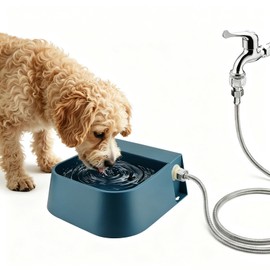 PETLESO Dog Automatic Water Dispenser, Self Filling Dog Water Bowl with 1/2” Female Anti-Bite Metal Pipe & 3/4" Adapter, Outdoor Animals Refill Pet Water Trough for Cats Chickens Goats, 2L
