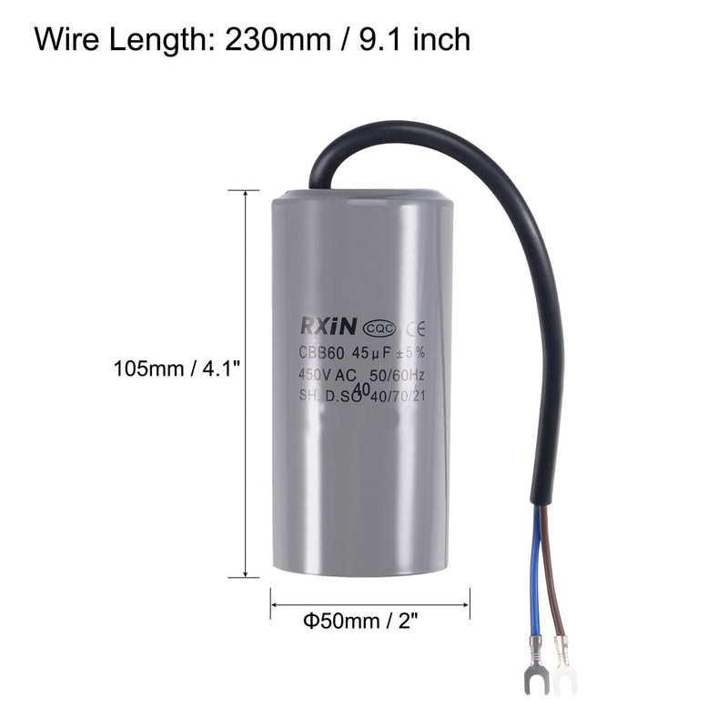 BOXONLY CBB60 45uF Run Capacitor 450V AC 40/70/21 ±5% 50/60Hz