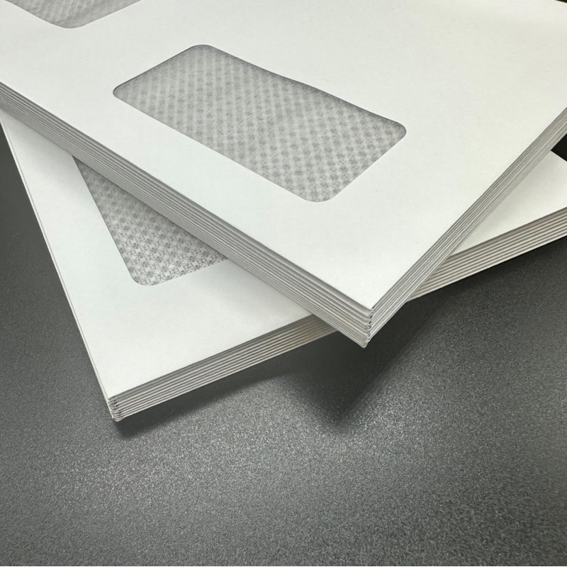 Envelope with 2 Windows, Western 6, Glassine Window, with Pattern,