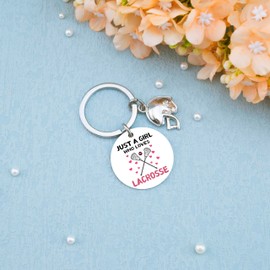 igvean Lacrosse Lover Keychain for Girls Women Lady - Purse Wallet Keys Pendant for Team Members Players - Backpack Ornament Gift for Clubs End of Season Party Favors