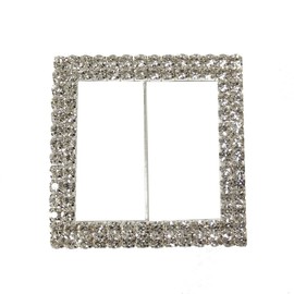 Your Chair Covers - Square Rhinestone Chair Sash Buckle Silver 10/Pack Square Rhinestone Chair Sash Buckle Silver 10/Pack