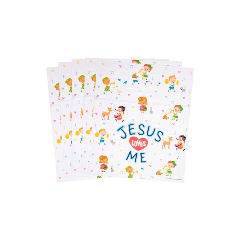 Jesus Loves Me Zipper Bags with Handles, 12 Count
