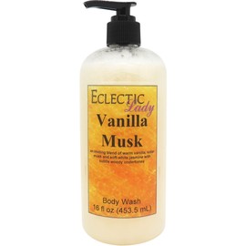 Eclectic Lady Liquid Pearl Body Wash - Vanilla Musk Scent 3-in-1 Use For Bubble Bath, Hand Soap & Body Wash, Phthalate-Free Vanilla Musk Fragrance, Handcrafted in USA (16 oz)