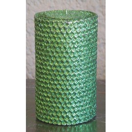 Gold Rush 80 Hour-6 Inch Natural Beeswax Hybrid Pillar Glitter Candle, Emerald Green Color