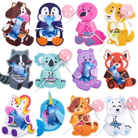 JOYIN 60 Pcs Valentines Day Candy Holder Cards with Animal Designs, Valentine’s Cute Greeting Cards for Kids, Valentine Classroom Exchange Gifts, Party Favors (Zoo Animals)