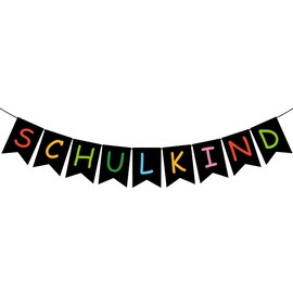 Schulkind Girlande Einschulung Schwarz,Einschulung Girlande Hänge Deko,Einschulung Schulanfang Deko für Junge Mädchen Klassenzimmer Dekoration Einschulungsfeier Schuleinführung