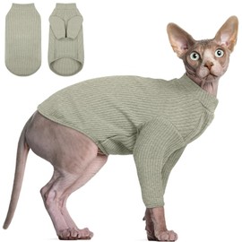 DENTRUN Sphynx Hairless Cats Shirt Pullover Kitten T-Shirts, Breathable Cat Wear Turtleneck Sweater Adorable Cat's Clothes Vest Pajamas Jumpsuit