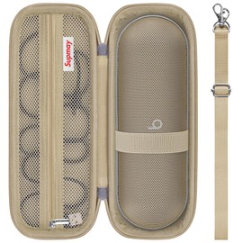 Supmay Hard Carrying Case for Beats Pill - Wireless Bluetooth Speaker, Wireless Portable Speaker Protection Case with Mesh Pocket for Charging Cables, Champagne Gold+Shoulder Strap